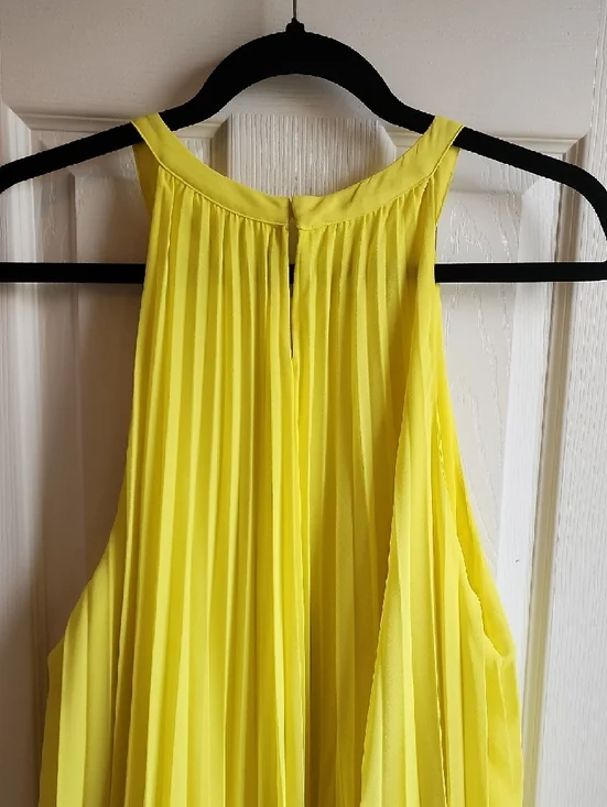 Zara Bright Yellow Pleated Halter Dress XL WORN ONCE! - Picture 6 of 8